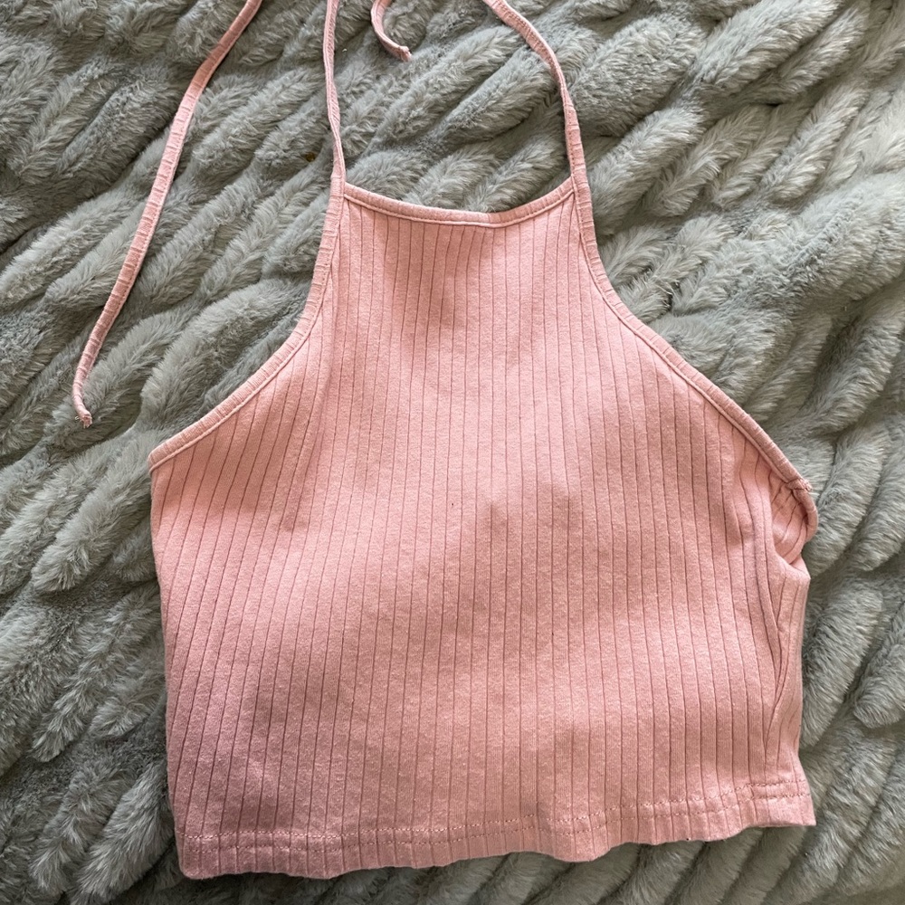 pink halter crop top